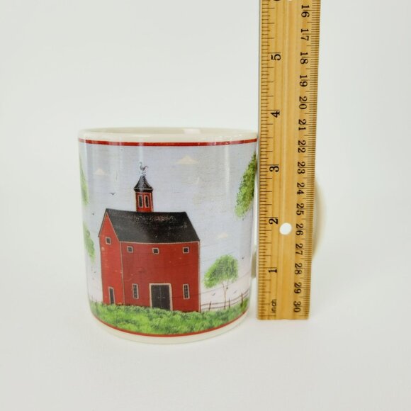 Sakura Warren Kimble Barns Coffee Mug Set of 4 Folk Art Countryside Farm c.1998 - Picture 8 of 9